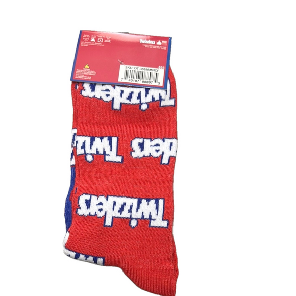 3/$18 Twizzlers Blue and Red Casual Crew Socks NWT - Picture 2 of 2